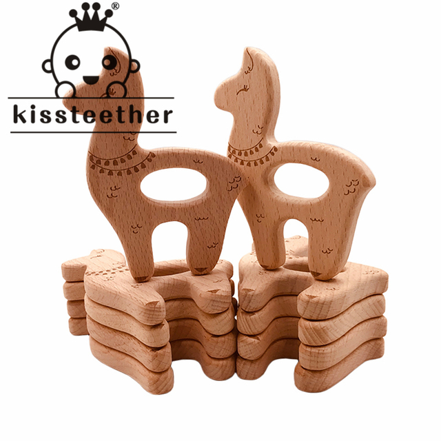 Kisstether 10pcs/lot Food Grade Beech Wood Teething Baby Teether Baby Toys Diy Making Wooden Rings Teething Toy