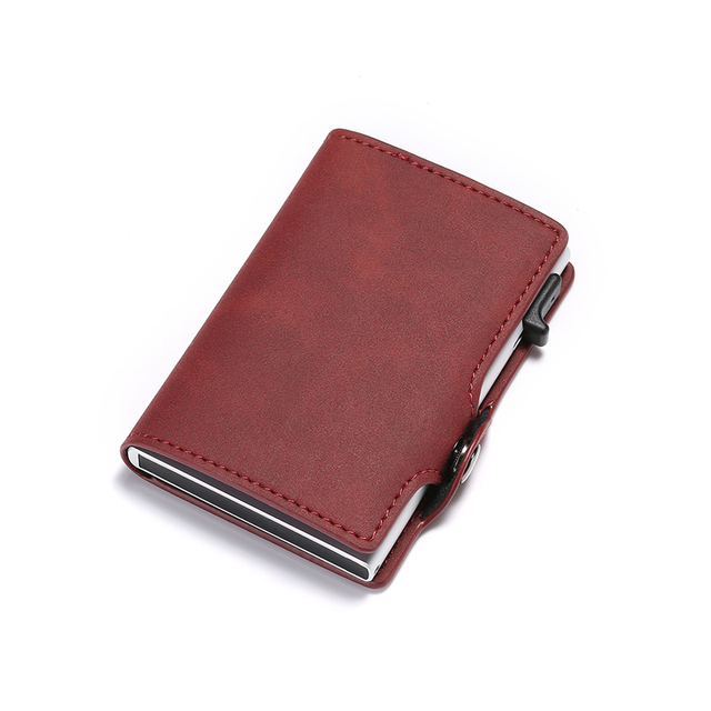 DIENQI - Men's Rfid Carbon Fiber Wallet, Black Leather Wallet, Small Wallet