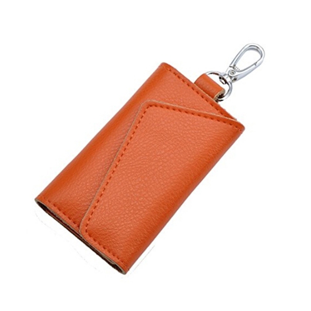 PU Leather Keychain Men Women Key Holder Organizer Pouch Cow Split Car Key Wallet Housekeeper Key Case Card Bag Small