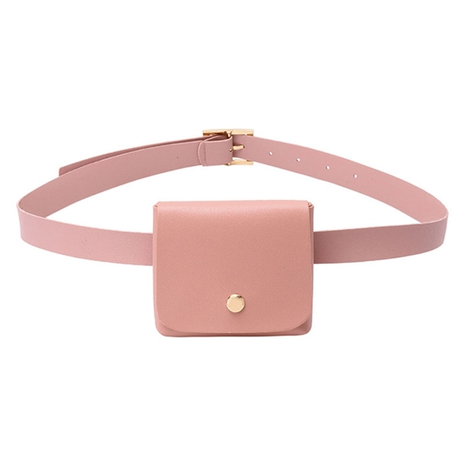 Women Mini PU Leather Fanny Pack Casual Waist Bag Girls Female Simple Classic Cell Phone Pocket Travel Purse With Removable Belt