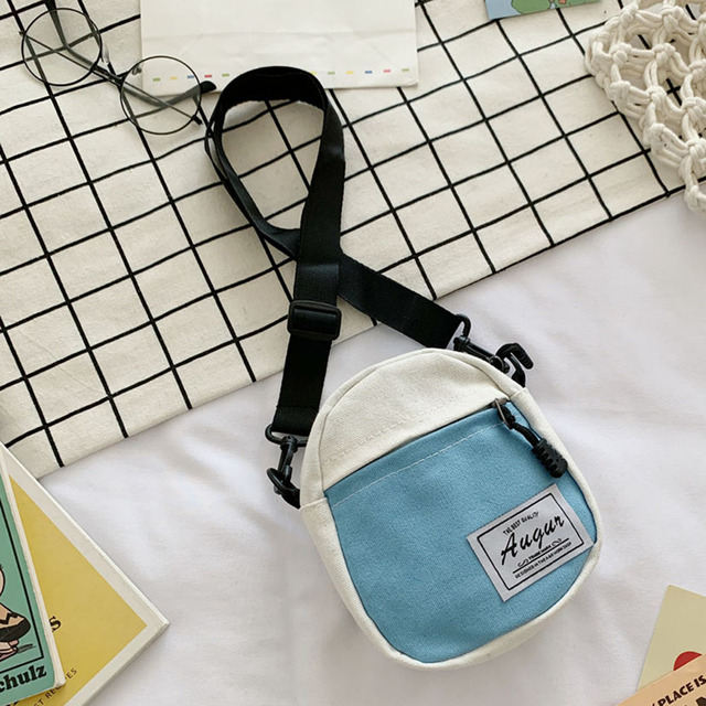 INS Fashion Canvas Small Square Handbag Korean Style Letter Printed Student Versatile Women Crossbody Bag Shoulder Bag Purse