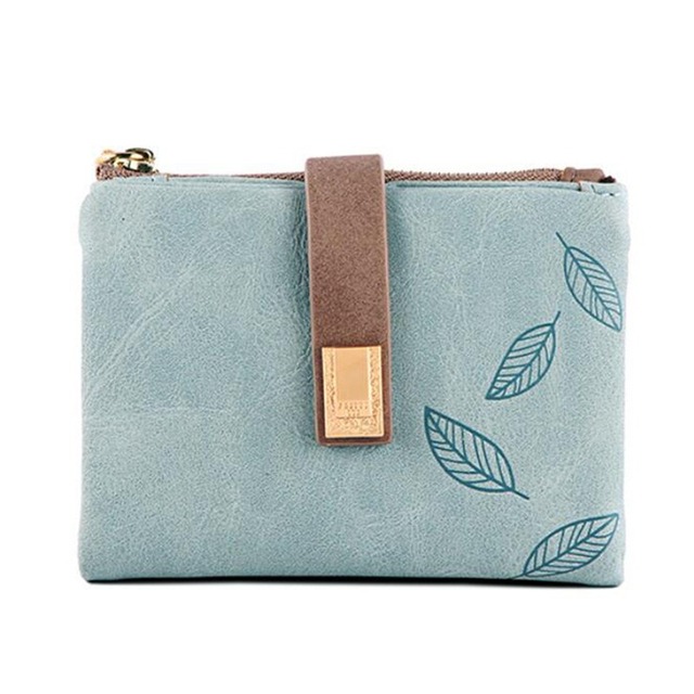 Engraved Leaves Small Wallet Women Wristlet Brand Women Purse Soft Pu Leather Ladies Wallet Card Holder Mini Girl Purse Clutch