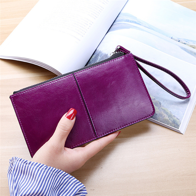 New Fashion Women Office Lady PU Leather Long Wallet Clutch Zipper Business Bag Wallet Card Holder Large Capacity Wallet