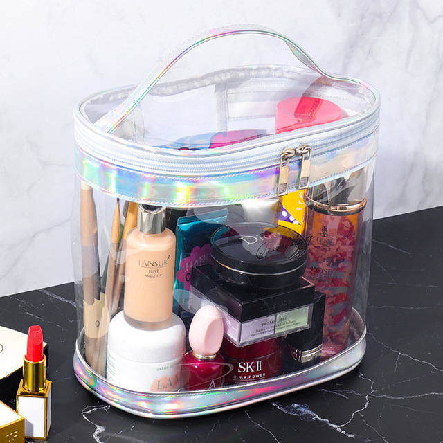 Bfuming Fashion Portable Makeup Bag for Women PVC Transparent Waterproof Large Capacity Travel Cosmetic Storage Bag