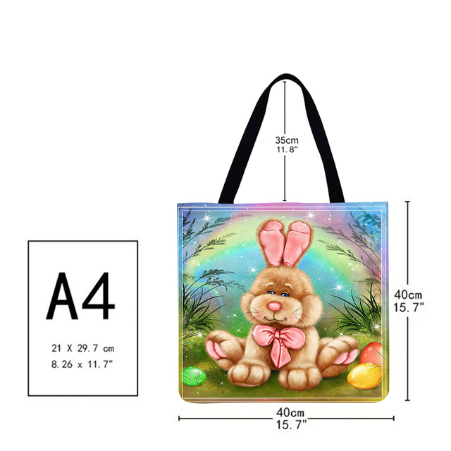 Fashionable Ladies Hamster Shoulder Shopping Bag Linen Printing Pattern Eco-friendly Tote Large Capacity Handbags