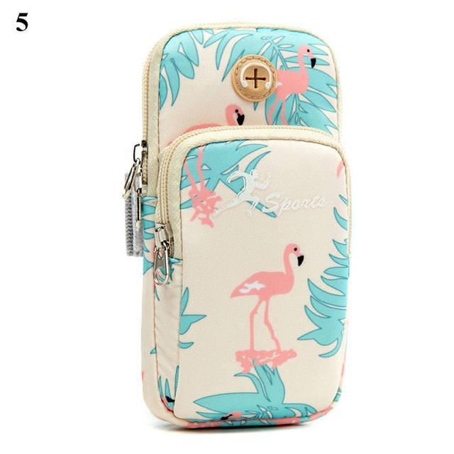 Mobile Phone Arm Bag Flamingo Flower Print Outdoor Sports Running Armband Handbag Holder Bag Gym Pouch for iPhone 12 11 Pro Max