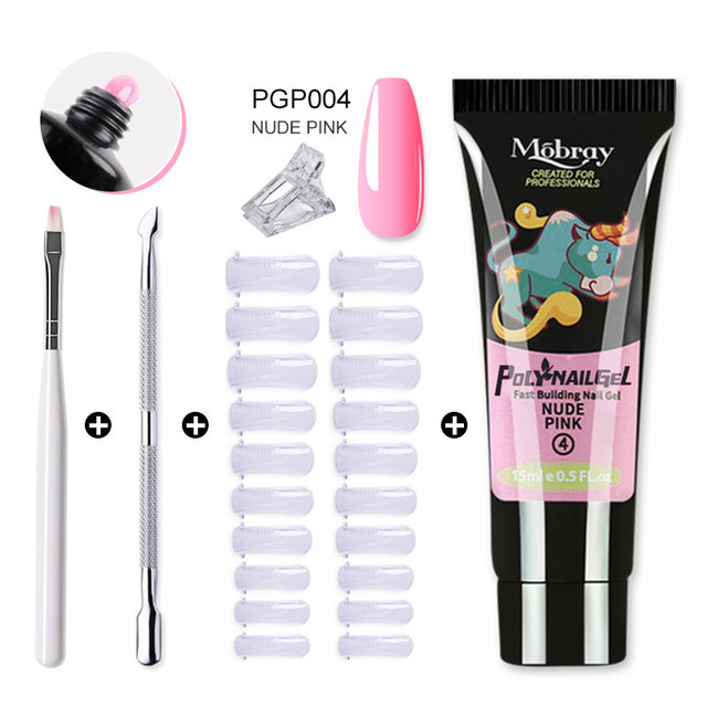 Mobray Poly Nail Gel Set All For Quick Extension Nail Manicure Set Gel Cuticle Pusher Finger Extension Template Nail Tool Kit