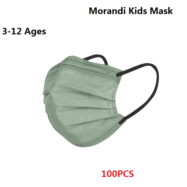 Morandi Embroidered 4 Layers Kids Mask 3-12 Years Old Children Masks Disposable Dust Mask Christmas Mask