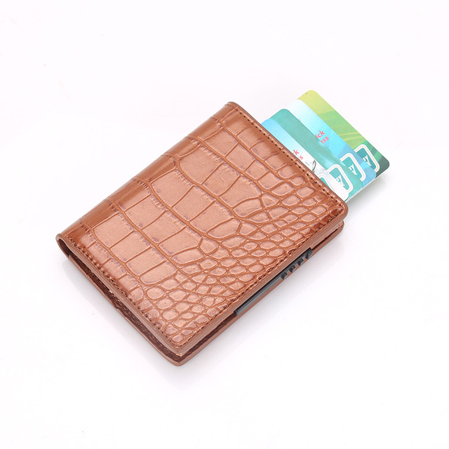 Men's Wallet Pop Up Rfid Cards Wallet Leather Slim Thin Wallet Male Short Money Wallet Smart Small Black Magic Wallet