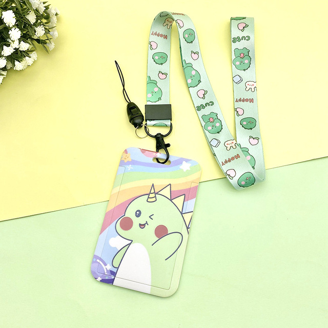 Cartoon ID Credit Card Holder Bank Students Bus Card Case Hand Rope Visit Door ID Badge Cover Cards for Women Men Pendants