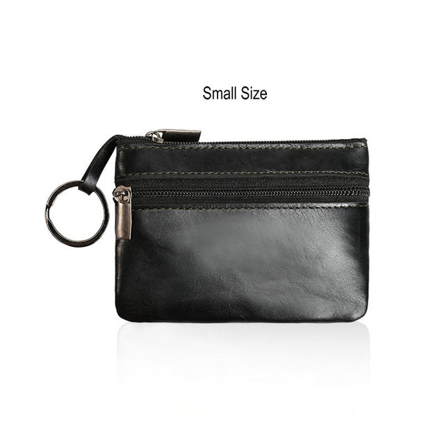 GENODERN Vintage Crazy Horse Leather Men Coin Purse Genuine Leather Zipper Coin Wallet Retro Key Holder Clutch Money Bag