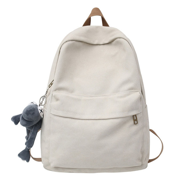 Fashion Canvas Women School Bags School Bags For Teenage Girls High Quality Solid Color Backpack Women Travel Book Bag