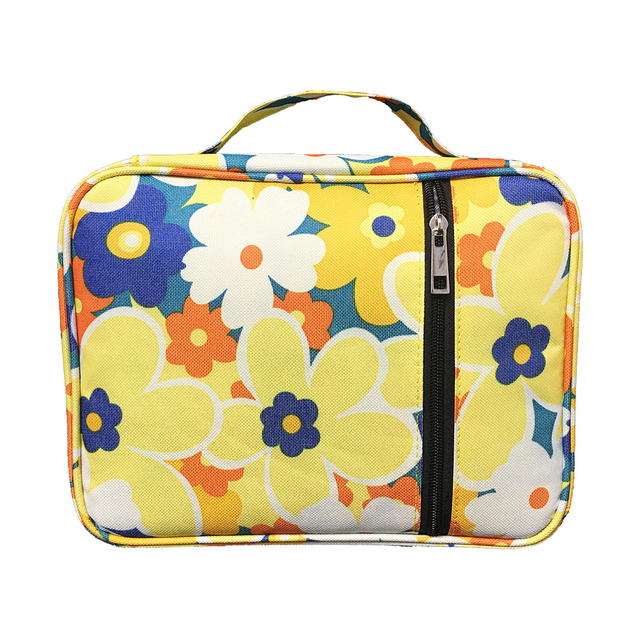 Waterproof Cover Portable Canvas Bible Cover Floral Pattern Handbag With Handle And Zippered Carrying Pocket Book Holder