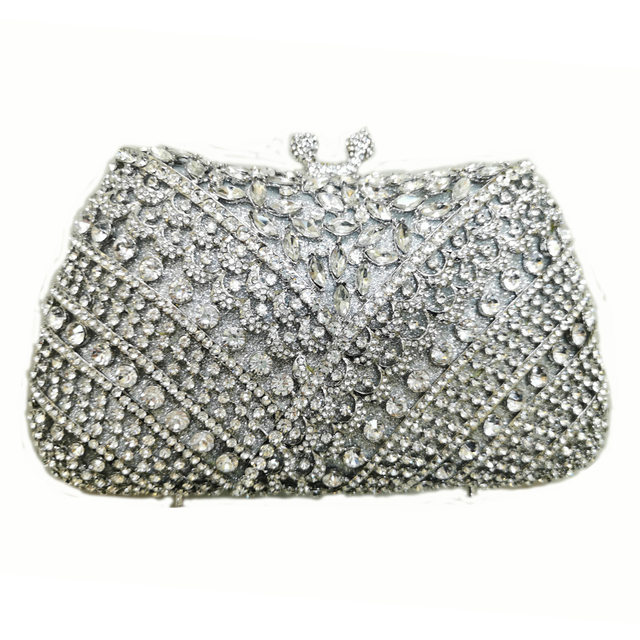 New Arrival Crystal Green Rhinestone Luxurious Evening Clutches Small Handbag For Women Prom Party Bag