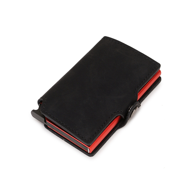 DIENQI Thin Luxury Leather Wallet Security Men Women Card Holder Wallet Ridge Wallets Small Purse Red Magic Wallet 2021 Walet