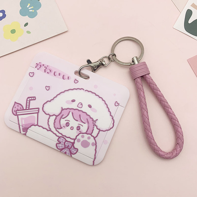 New Women Card Holder Lanyard ID Badge Card Holders Girls Cute Bear Bank Certificate Photocard Name Card Cover Female