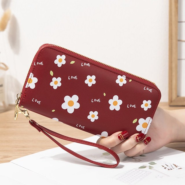 Women Lady Wallets Flower Long Zipper Coin Purse Cards Holder Woman Bags Purse Purse Purse Clutch Money Wristlet