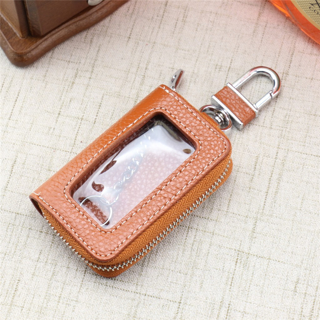 Square Zipper Car Key Case Transparent Window Bag Wallet Keychain Women Home Organizer