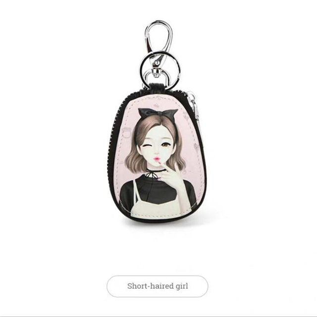 Cartoon Key Bag Women Girl Students PU Leather Key Case Car Key Chain Cover Fashion Lovely Zipper Holder