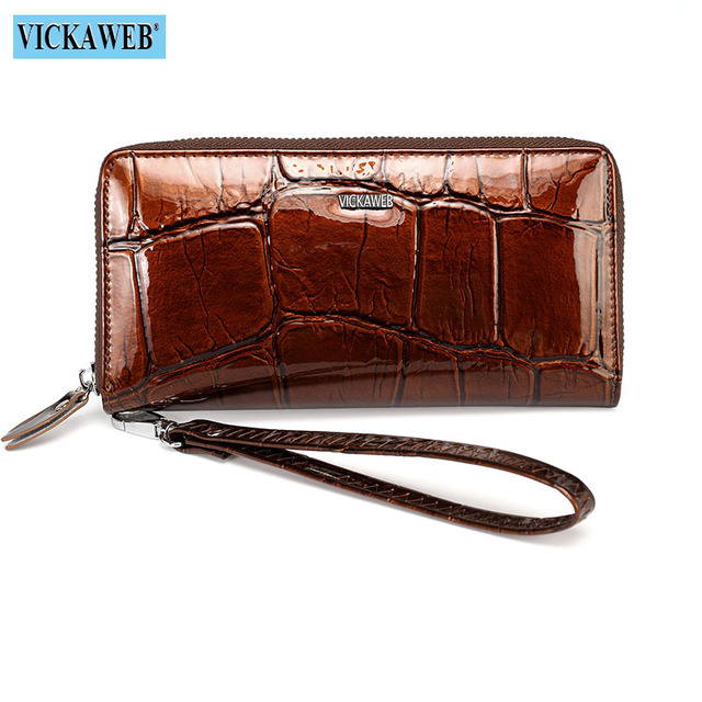 Free gift women leather wallets female wrist purse ladies long zipper clutch fashion patent coin pocket