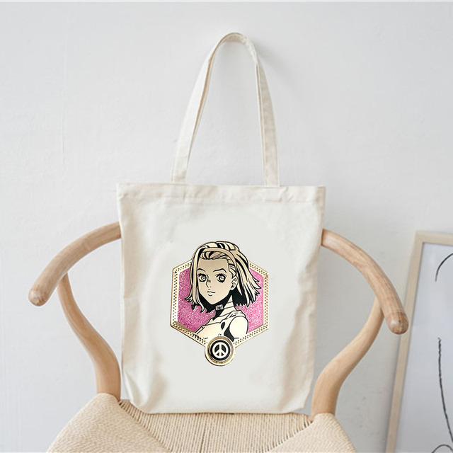 jojo bizarre adventure shopping bags customize logo bag women handbags large designer shopper shoulder canvas bag tote bag