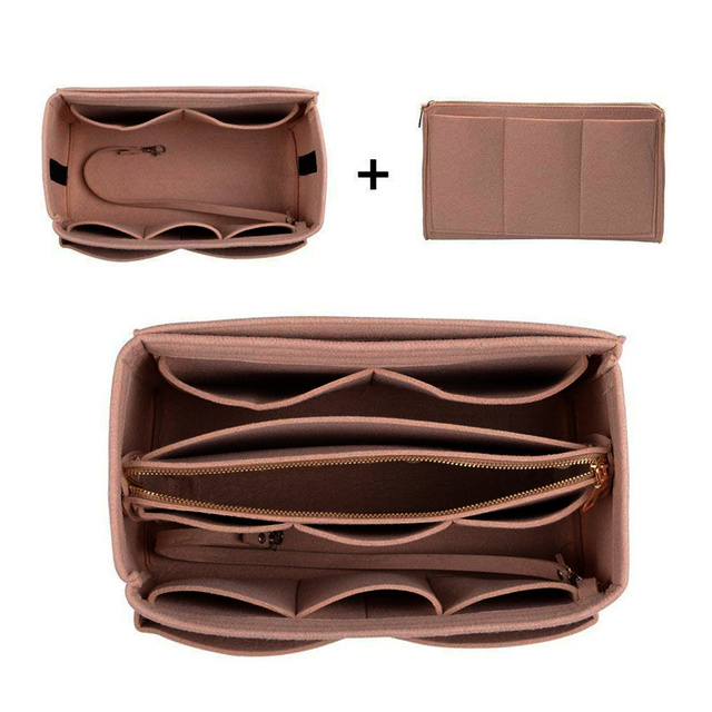 New Popular Women Makeup Organizer Felt Cloth Insert Bag Multifunction Travel Cosmetic Bag Girl Toiletry Storage Liner Bags