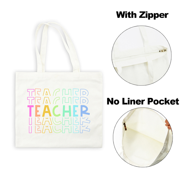 Best Teacher Ever Rainbow Women Canvas Shopping Bag Teacher Life Reusable Aesthetic Eco Tote Shoulder Bags Storage Travel Gift Bag