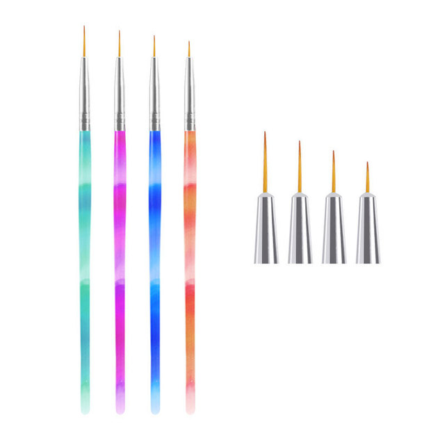 3pcs Nail Art Liner Brush Set Acrylic French Tape Tips Manicure Ultra-thin Line Drawing Pen UV Gel Brushes Painting Tools