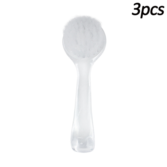 3Pcs Soft Plastic Nail Brush Dust Removal Make Up Washing Brushes Nail Art Dust Powder Round Head Clean Brush With Pedicure Cover