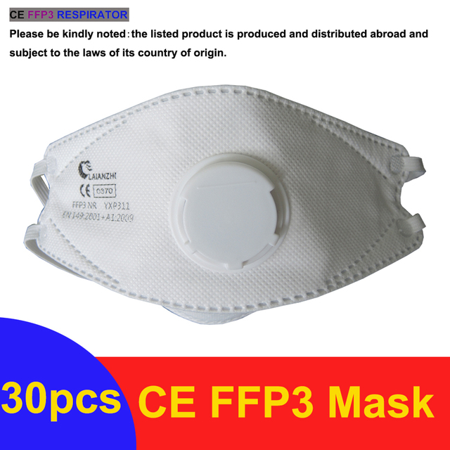 LAIANZHI CE FFP3 Face Masks Disposable Virus Protective Valve Face Mask ffp3fan fpp3 Headwear Certified Health Masks