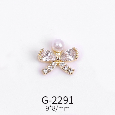 Nail Art Jewelry Net Red Nail Art Real Gold Zircon Bow Jewelry Micro-inlaid Nail Diamond Decoration G-2287 Nail Art Decorations