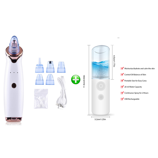 Blackhead Remover Device Pore Acne Pimple Removal Face T Area Nose Water Bubble Cleaner Vacuum Suction Facial Diamond Dirty Oil Steamer