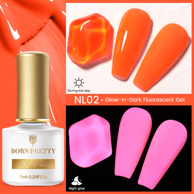 Born Pretty Pink Color Luminous Gel Nail Polish Glow In The Dark Neon Fluorescent Soak Off UV LED Top Coat Semi Permanent Varnish