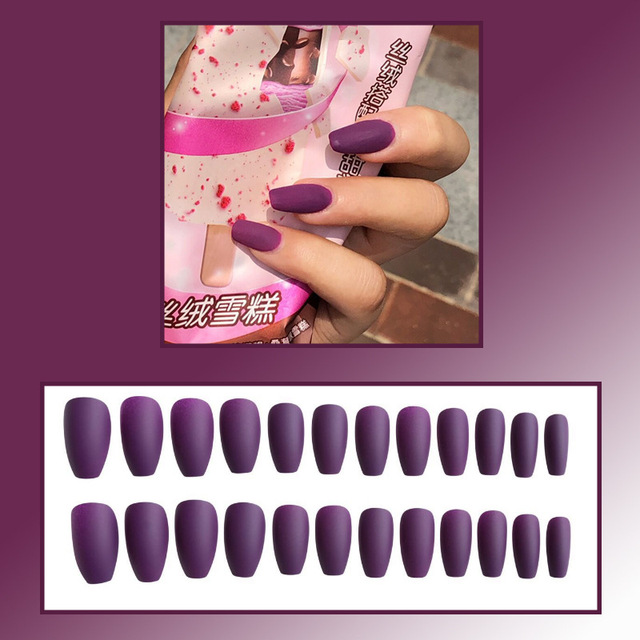 European and American wear nail frosted nail short nail and long nail patch solid color fashion trapezoid nail product