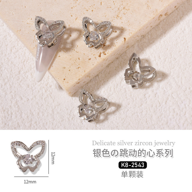 3pcs new nail art heartbeat zircon butterfly snowflake luxury jewelry color keep smart bear nail diamond jewelry