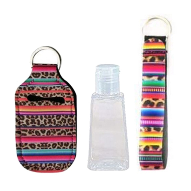 Portable 1oz Refillable Empty Travel Bottles With Keychain Holder Wristlet Set Keychain Bottle Container With Flip Caps