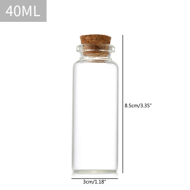 D2TA Small Glass Bottles Jars with Wood Corks Stoppers Small Glass Jars Wishing Bottles Message Bottle for Halo Wedding Gifts