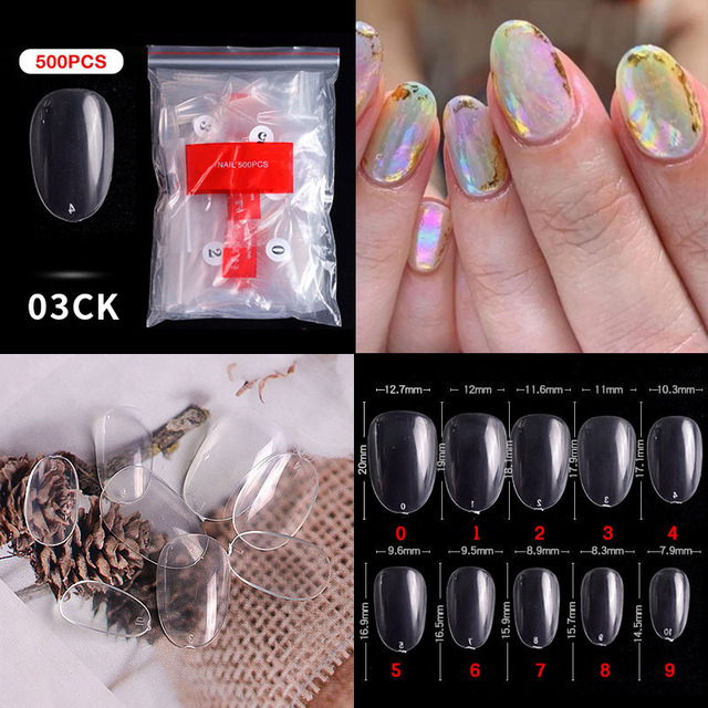 500pcs False Nail Extension Full Cover Fake Nails French False Nail Clear/White False Nail Tips Art Manicure Tool French Nail