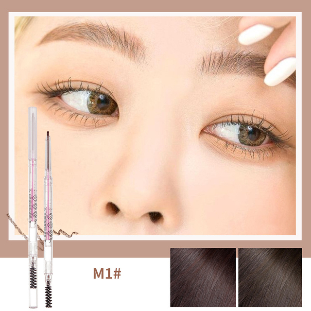 Double Head Transparent Tube Automatic Eyebrow Pencil Eyebrow Brush Waterproof Long Lasting Refill Eyebrow Pencil Cosmetic Tool