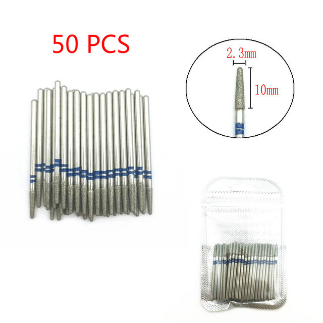 50pcs/set Nail Drill Bit Set Cutter Dental Diamond Grinding Polish Burs Dental Lab Polisher 2.35mm Shank Nail Tools