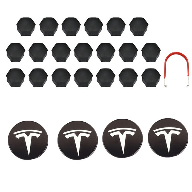 Tesla Model 3S X Wheel Center Caps Hub Caps Screw Cap Kit Decorative Tire Cap Modification Accessories Tesla Car Emblem Badge