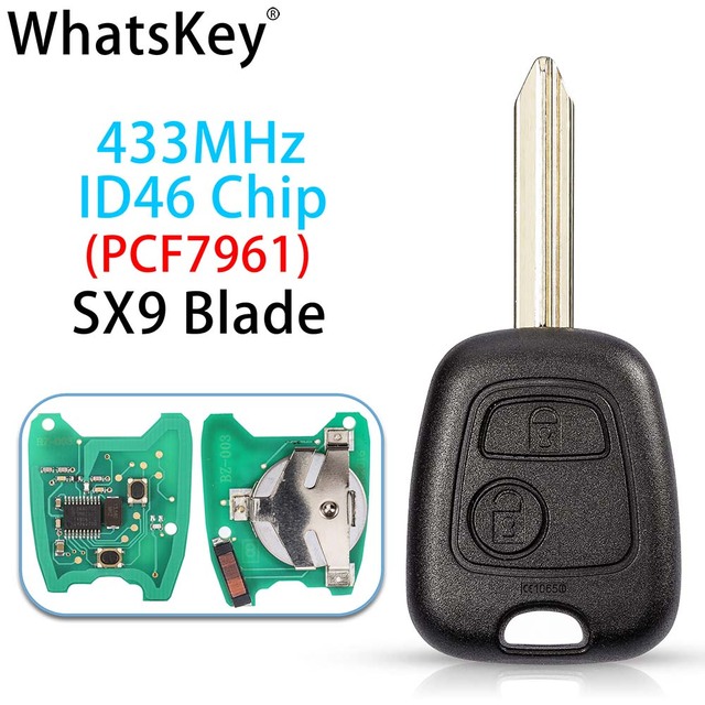 Whatskey 2 Buttons 433Mhz Remote Car Key For Peugeot 307 206 407 Partner Citroen C1 C2 C3 VA2/HU83 Blade With ID46 PCF7961 Chip