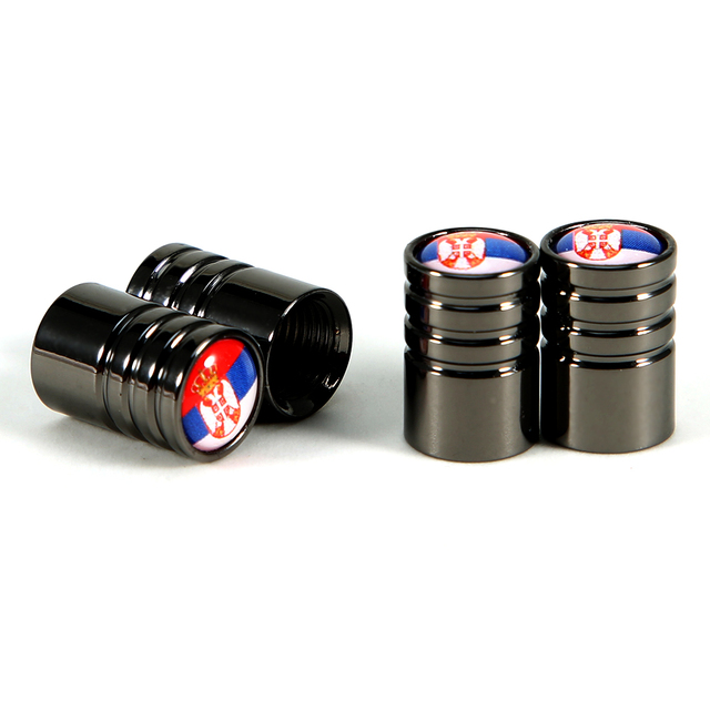 DSYCAR 4Pcs/Set Car Styling Alloy Material National Flag Pattern Style Car Tire Valve Caps Wheel Tires Tire Stem Air Cap