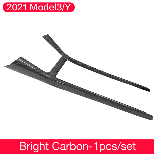 Matte White Carbon Fiber Central Control Decorative Strip For Tesla Model 3 Decorative Panel Cover Protective Patch Model Y 2021