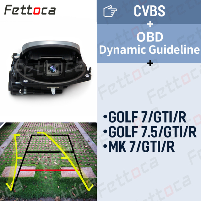 For VW Logo Logo CCD Car Rear View Camera For CC Golf Passat Sports Golf 5 6 7 Phaeton T-ROC Badge Flipping Reverse Camera