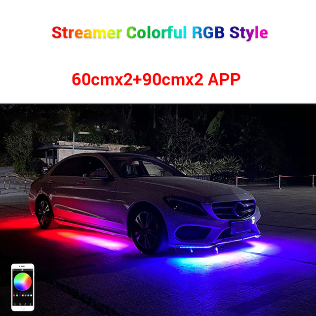 LED Car Underwater Lights Remote/APP Control Chassis Neon Lights RGB Flexible Strips Atmosphere Lamp Underwater System