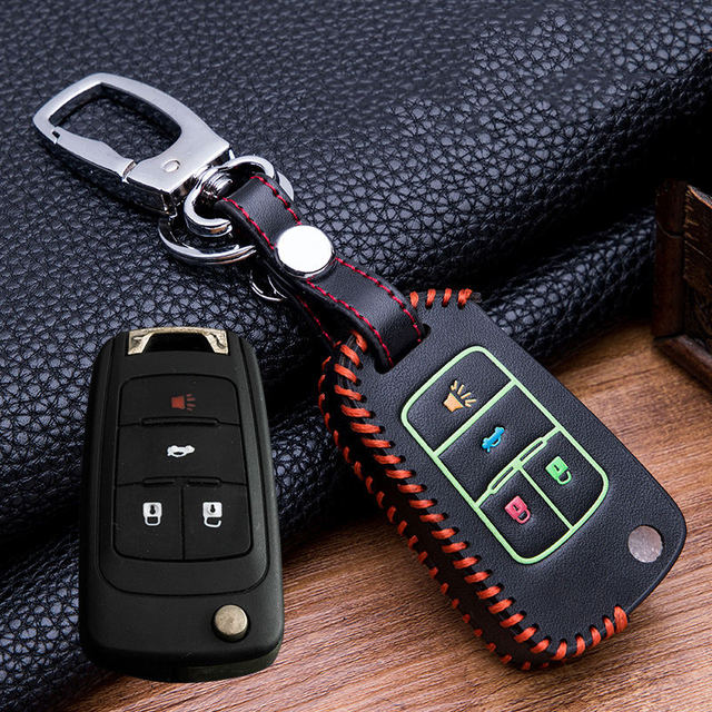 New Luminous Leather Car Key Case For Chevrolet Cruze Aveo Trax Opel Astra Corsa Meriva Zafira Antara J Mokka Badge For Buick