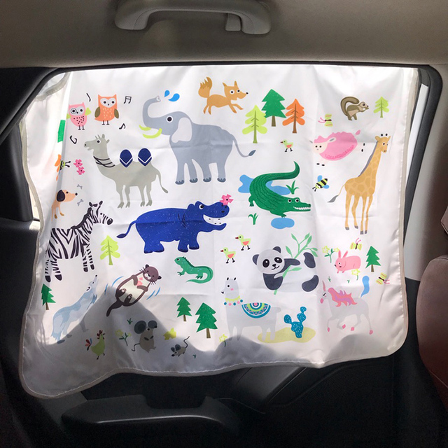 Cartoon Car Side Window Solarium Kids Early Learning Animal and Fruit Pattern Child Cognitive Windshield Sunshade Window Cover