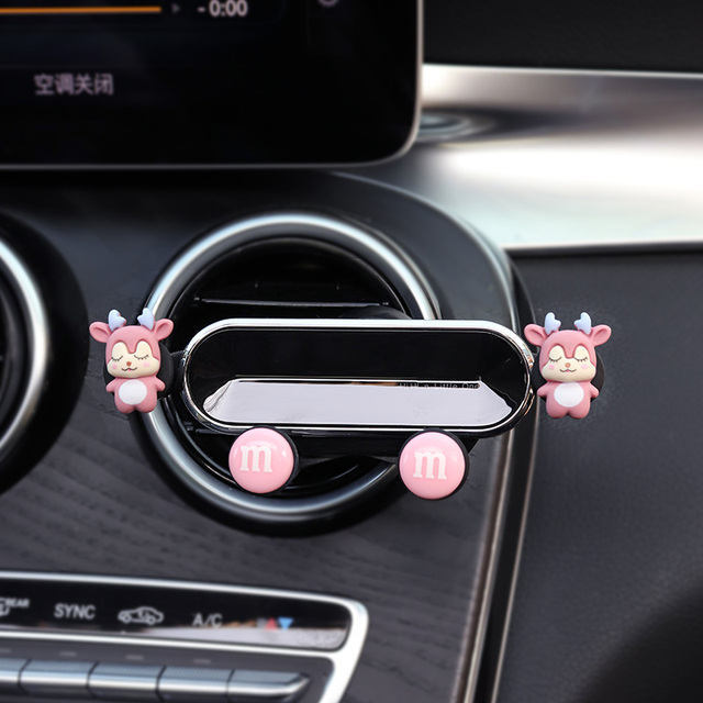 Cute Universal Car Phone Holder Air Conditioning Air Outlet Decoration Air Freshener Car Perfume Ladies Auto Interior Accessories