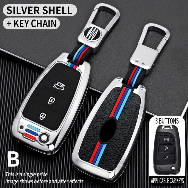 Car Key Case For Hyundai Elantra Solaris Tucson i30 i35 i40 KONA Genesis Santa Fe Azera Zinc Alloy Car Key Case Cover